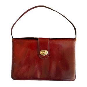 Vintage Cristian Italian Genuine Leather Envelope Burgundy Hand Bag Purse